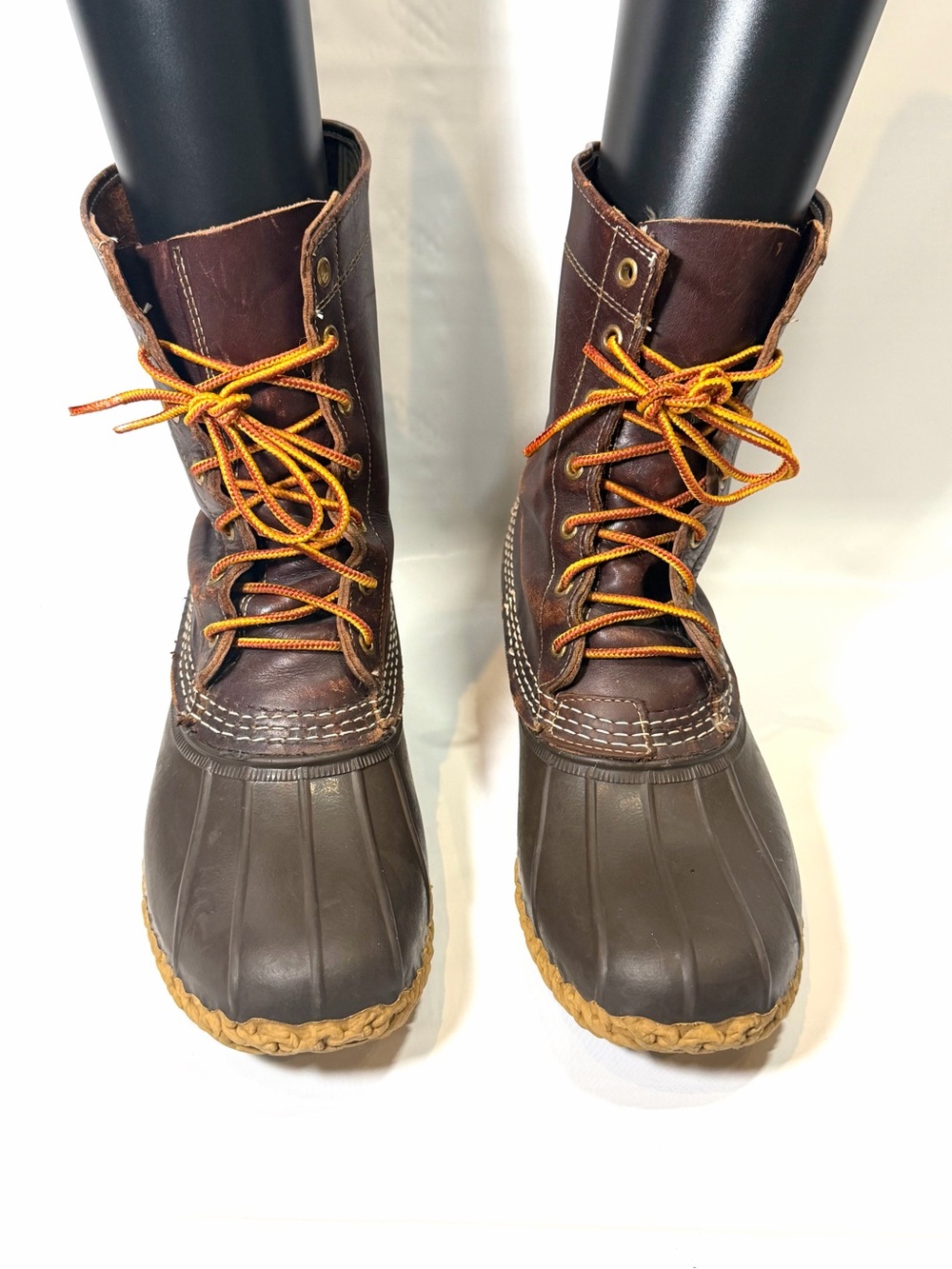 LL Bean Boots Vintage Mens Sz 11 Brown Leather Lace Up Rain Hunting Duck